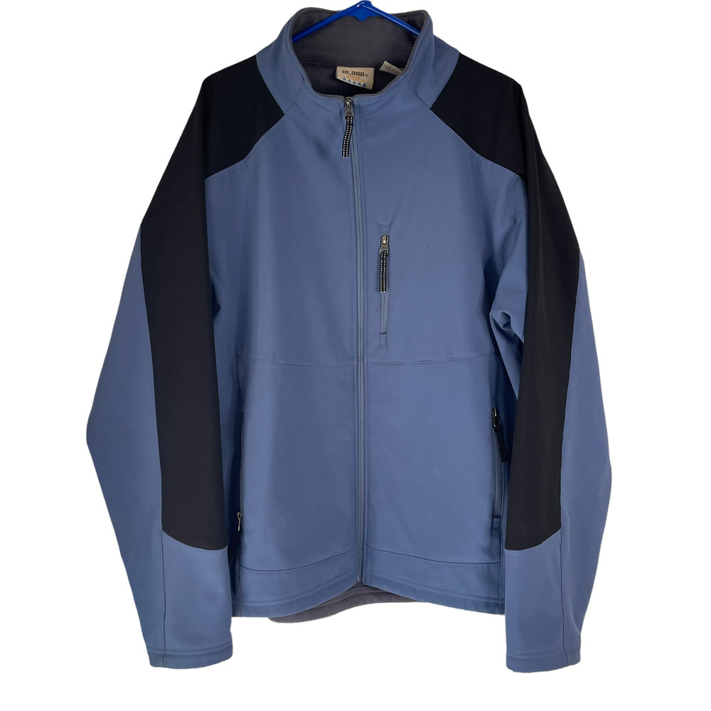 10000 ft Above Sea Level Mens XL Softshell Jacket Blue‎ Black Fleece Lined Zip